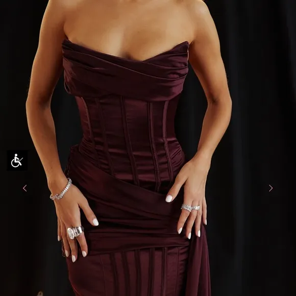 Loubella-Mulberry Strapless Corset Dress