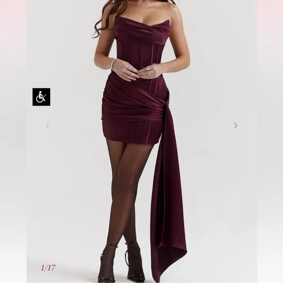 Loubella-Mulberry Strapless Corset Dress