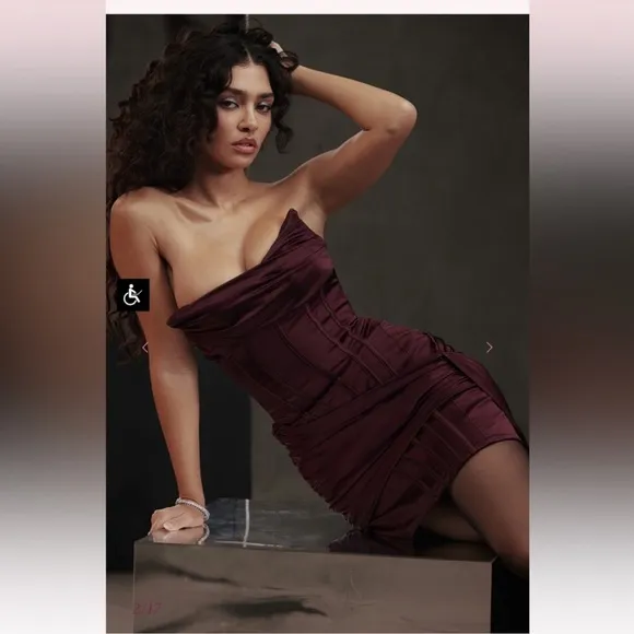 Loubella-Mulberry Strapless Corset Dress