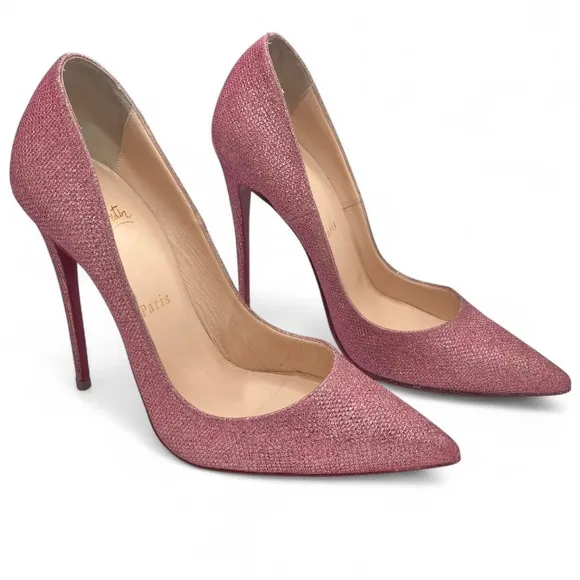 Louboutin Kate 120 Pink Glitter Tisse EU 38 US 8