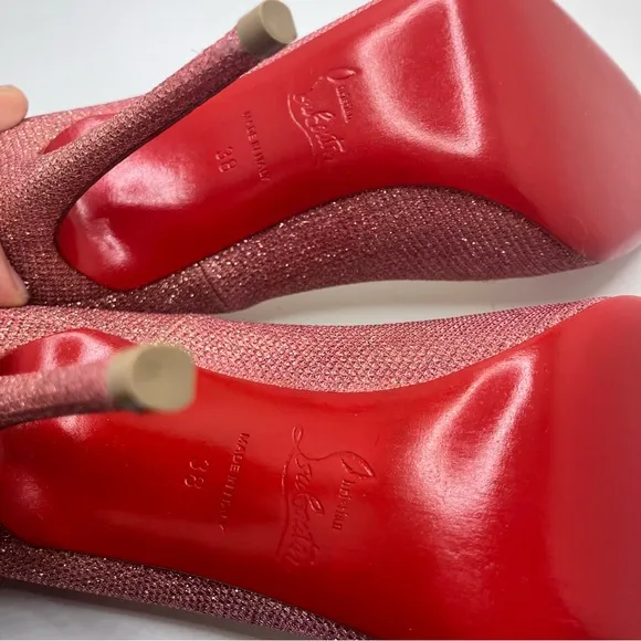 Louboutin Kate 120 Pink Glitter Tisse EU 38 US 8