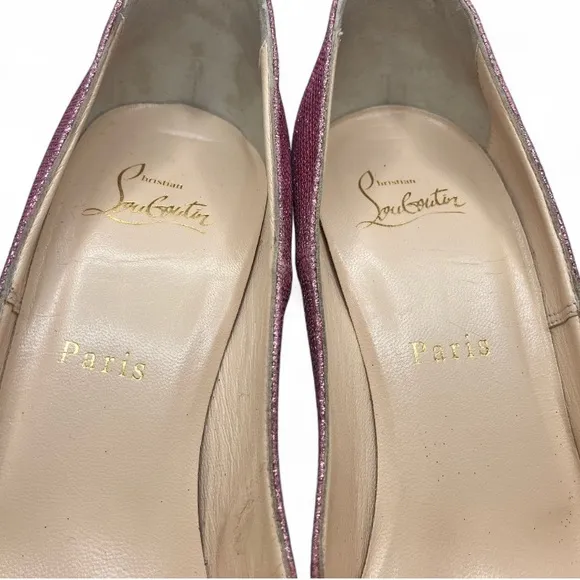Louboutin Kate 120 Pink Glitter Tisse EU 38 US 8