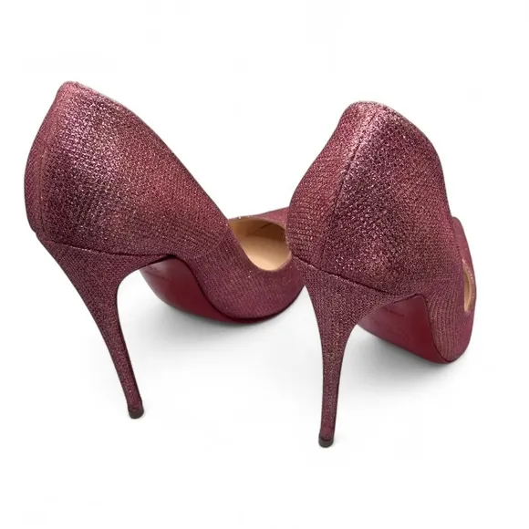 Louboutin Kate 120 Pink Glitter Tisse EU 38 US 8