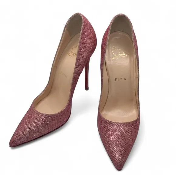 Louboutin Kate 120 Pink Glitter Tisse EU 38 US 8