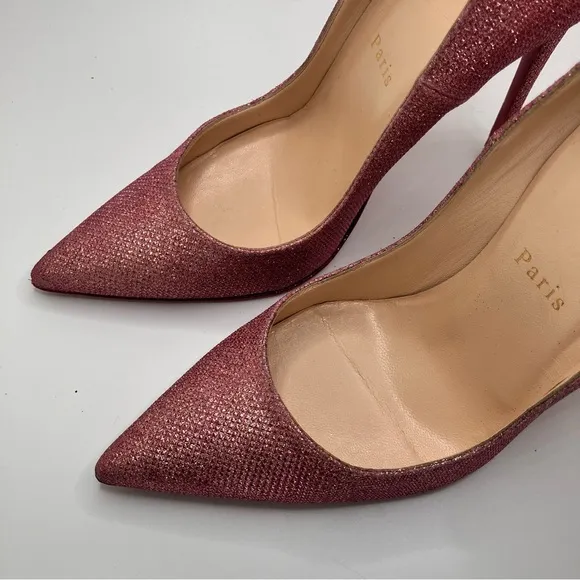 Louboutin Kate 120 Pink Glitter Tisse EU 38 US 8