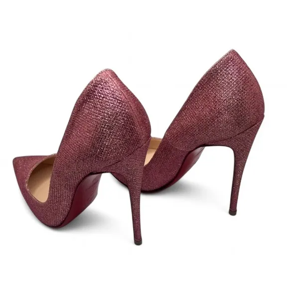 Louboutin Kate 120 Pink Glitter Tisse EU 38 US 8