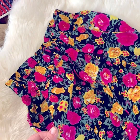 Love Bright✿Floral Print Comfy HighRise, Long Flowy Bermuda Shorts w/Pockets| HP