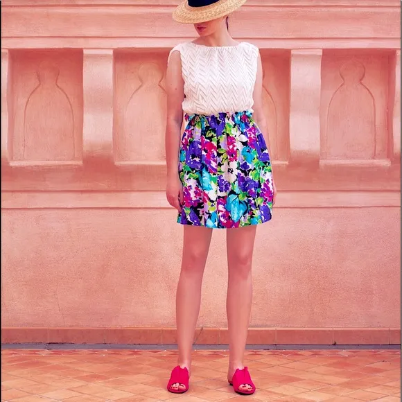 Love Bright✿Floral Print Comfy HighRise, Long Flowy Bermuda Shorts w/Pockets| HP