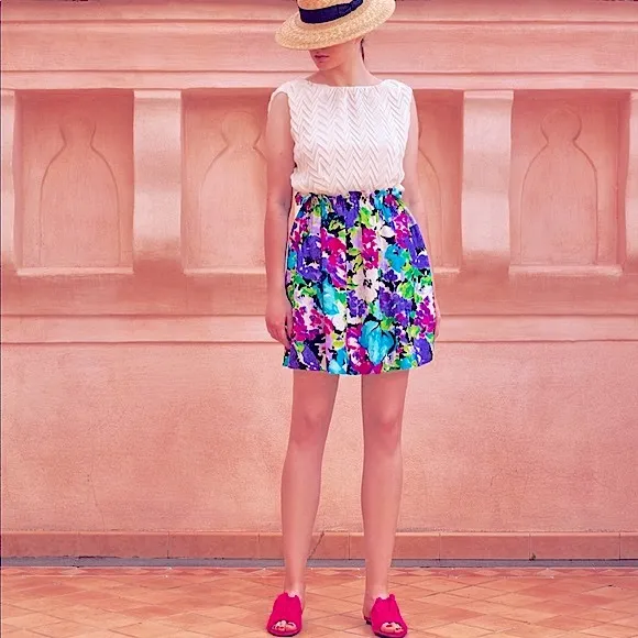 Love Bright✿Floral Print Comfy HighRise, Long Flowy Bermuda Shorts w/Pockets| HP