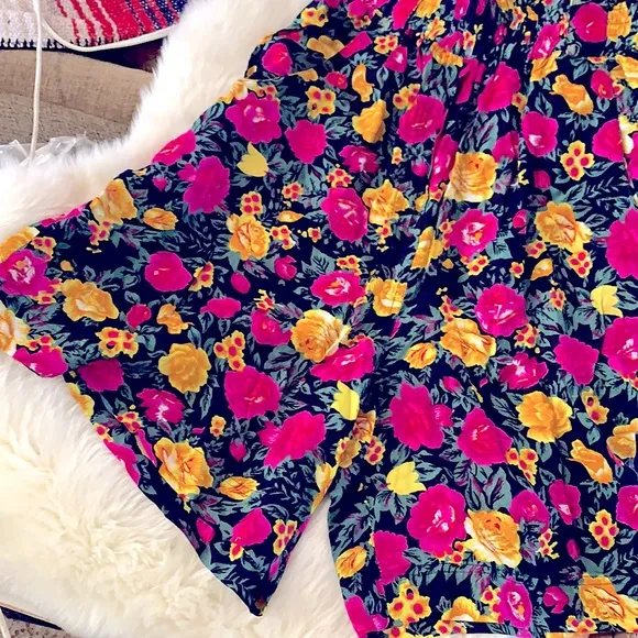 Love Bright✿Floral Print Comfy HighRise, Long Flowy Bermuda Shorts w/Pockets| HP
