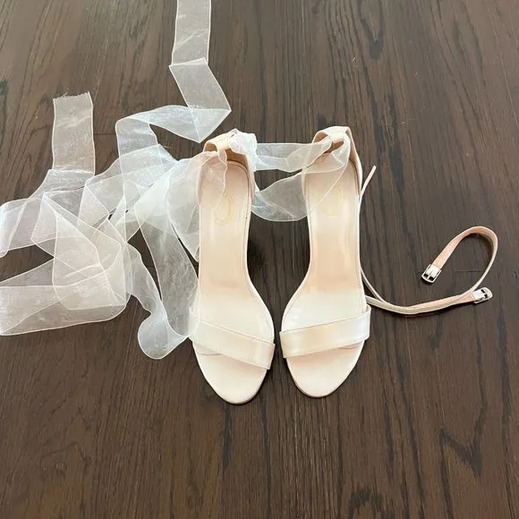 Lovely Bride by Anna bridal sandal shoe organza ribbon Greece sz 40
