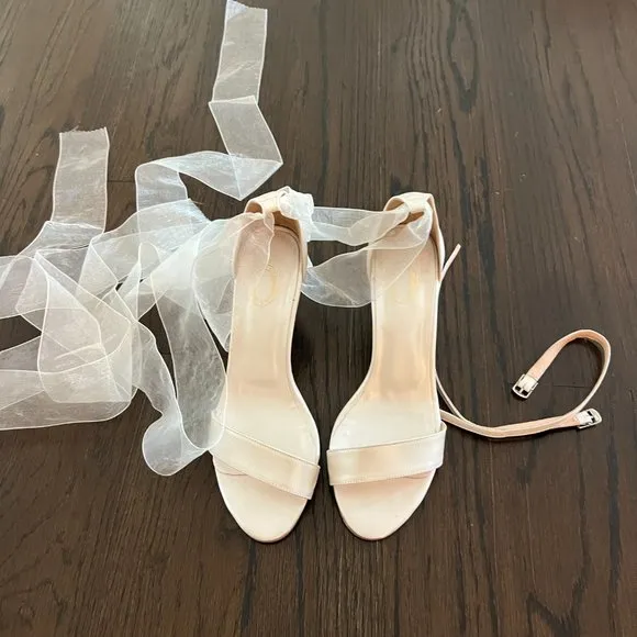Lovely Bride by Anna bridal sandal shoe organza ribbon Greece sz 40