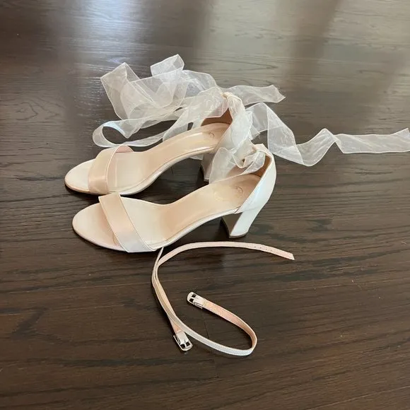 Lovely Bride by Anna bridal sandal shoe organza ribbon Greece sz 40