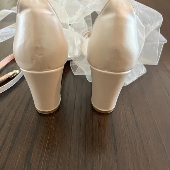 Lovely Bride by Anna bridal sandal shoe organza ribbon Greece sz 40