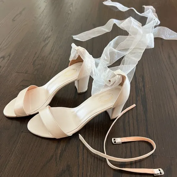 Lovely Bride by Anna bridal sandal shoe organza ribbon Greece sz 40