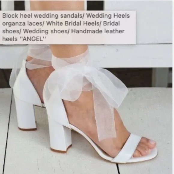 Lovely Bride by Anna bridal sandal shoe organza ribbon Greece sz 40