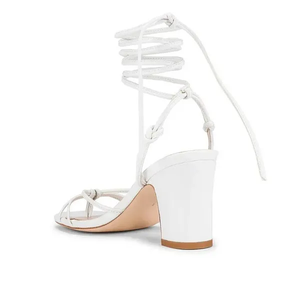 LPA Nicolo Heels in White Leather 9.5 New Womens sandals