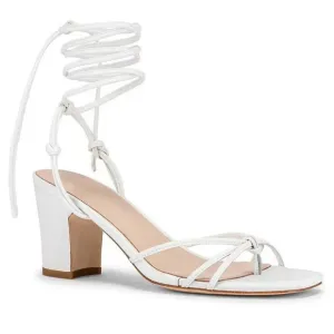 LPA Nicolo Heels in White Leather 9.5 New Womens sandals