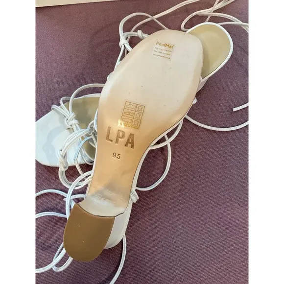 LPA Nicolo Heels in White Leather 9.5 New Womens sandals