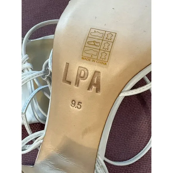 LPA Nicolo Heels in White Leather 9.5 New Womens sandals
