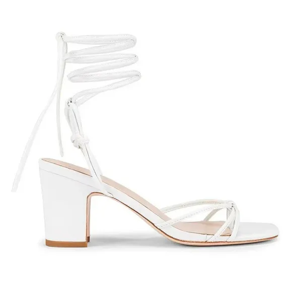 LPA Nicolo Heels in White Leather 9.5 New Womens sandals