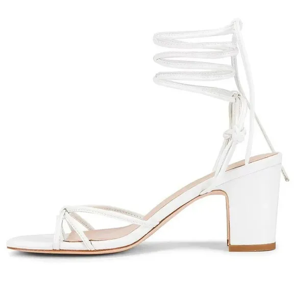 LPA Nicolo Heels in White Leather 9.5 New Womens sandals