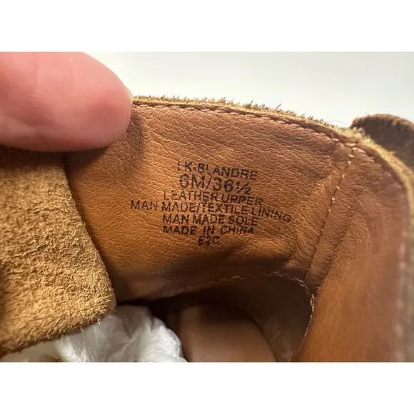 Lucky Brand Blandre Women 6 Shoes Brown Leather Pull Up Ankle Bootie Casual Zip