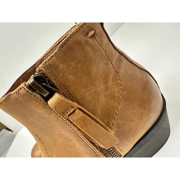 Lucky Brand Blandre Women 6 Shoes Brown Leather Pull Up Ankle Bootie Casual Zip