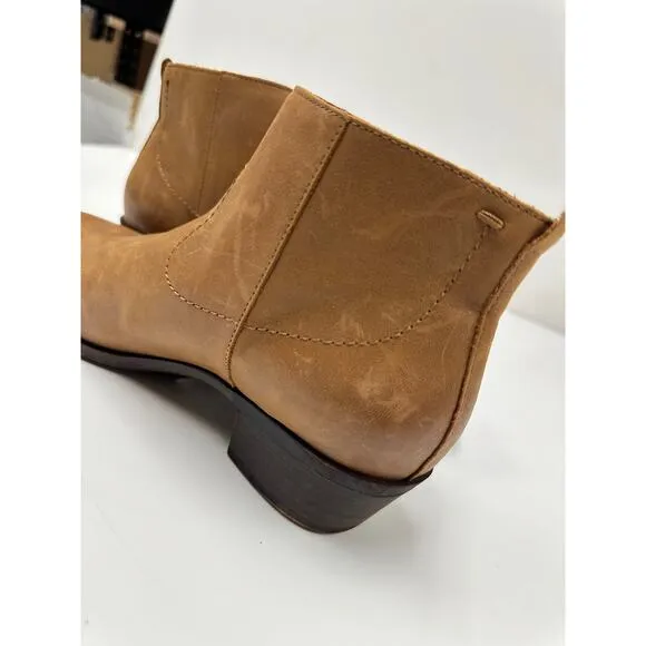 Lucky Brand Blandre Women 6 Shoes Brown Leather Pull Up Ankle Bootie Casual Zip