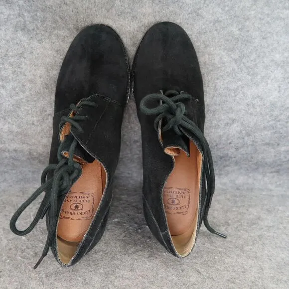 Lucky Brand Shoes Womens 10 Bootie Pumps Lace Up Chukka Leather Black Classic