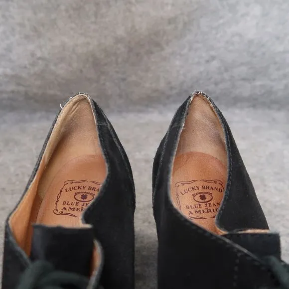 Lucky Brand Shoes Womens 10 Bootie Pumps Lace Up Chukka Leather Black Classic
