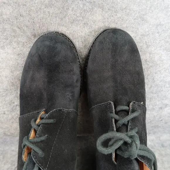 Lucky Brand Shoes Womens 10 Bootie Pumps Lace Up Chukka Leather Black Classic