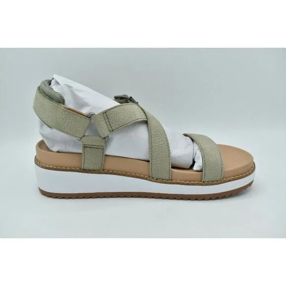 Lucky Brand Women Size 9.5 M Idenia Wedge Seagrass Embossed Nubuck Sandals Shoes