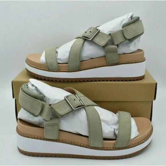 Lucky Brand Women Size 9.5 M Idenia Wedge Seagrass Embossed Nubuck Sandals Shoes