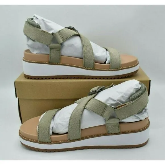 Lucky Brand Women Size 9.5 M Idenia Wedge Seagrass Embossed Nubuck Sandals Shoes