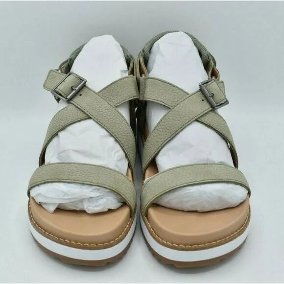 Lucky Brand Women Size 9.5 M Idenia Wedge Seagrass Embossed Nubuck Sandals Shoes