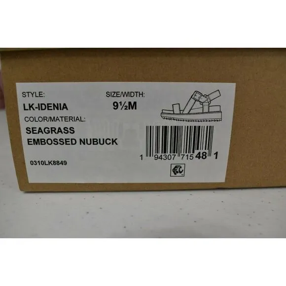 Lucky Brand Women Size 9.5 M Idenia Wedge Seagrass Embossed Nubuck Sandals Shoes