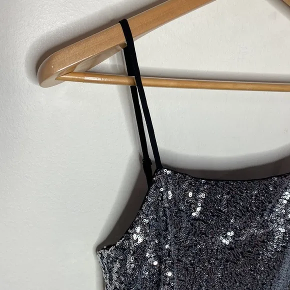 Lulus Loves the Spotlight Silver Sequin Lace-Up Mini Dress size L
