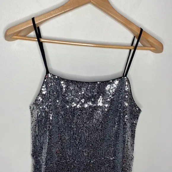 Lulus Loves the Spotlight Silver Sequin Lace-Up Mini Dress size L