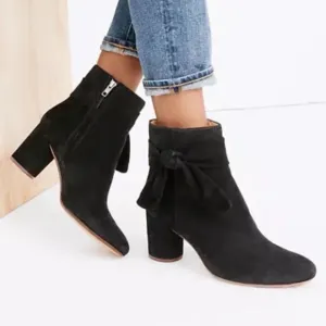 Madewell Esme Bow Boot in Suede Black