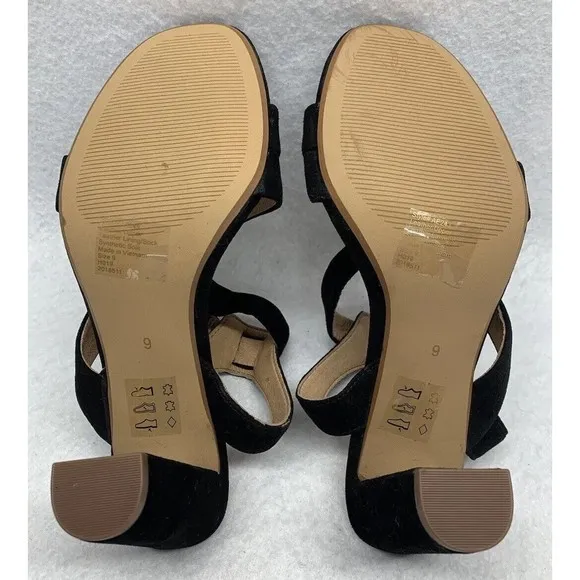 Madewell Sandal Shoes Womens Size 9 Strappy Black Suede Heels Party Church AE243
