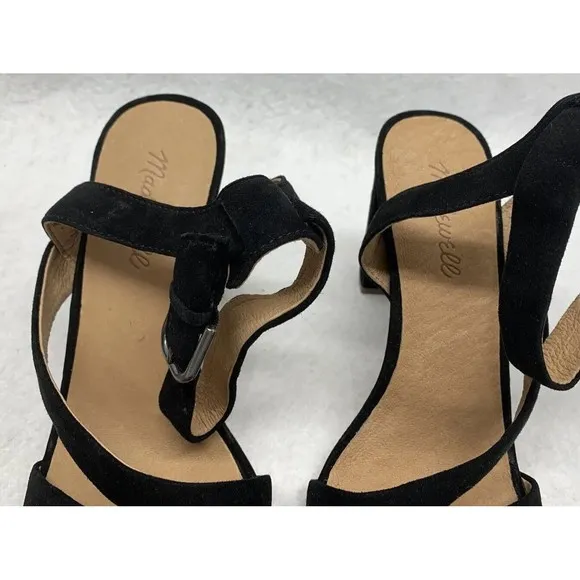 Madewell Sandal Shoes Womens Size 9 Strappy Black Suede Heels Party Church AE243