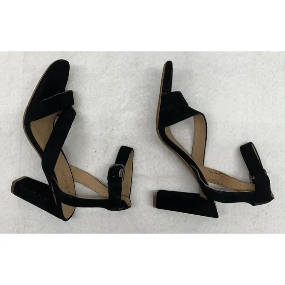 Madewell Sandal Shoes Womens Size 9 Strappy Black Suede Heels Party Church AE243