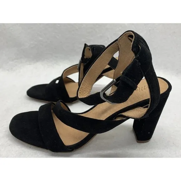 Madewell Sandal Shoes Womens Size 9 Strappy Black Suede Heels Party Church AE243