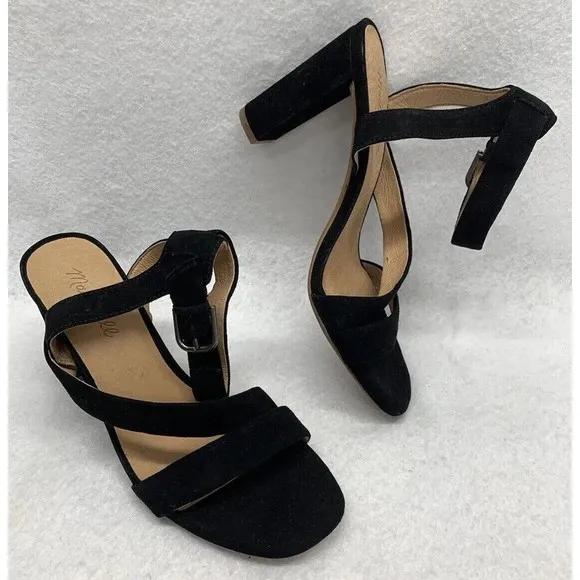Madewell Sandal Shoes Womens Size 9 Strappy Black Suede Heels Party Church AE243