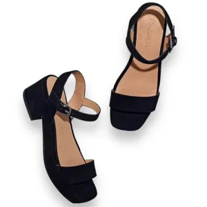 MADEWELL Shoes Womens 7 The Lina Platform Sandal in Suede True Black NH880