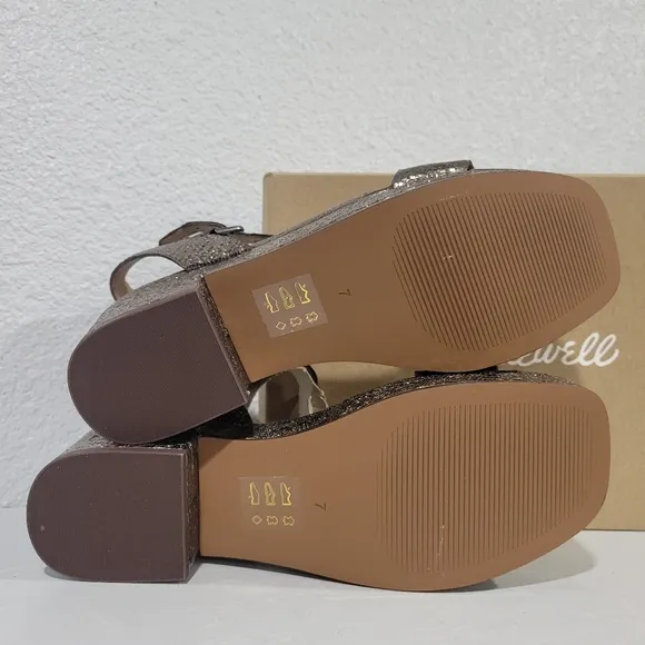 Madewell The Lina Platform Sandal in Crinkled Leather, NIB, Sz 7