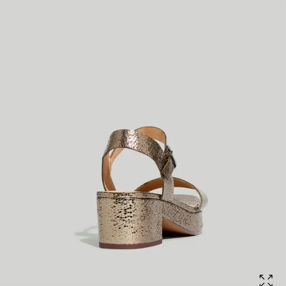 Madewell The Lina Platform Sandal in Crinkled Leather, NIB, Sz 7