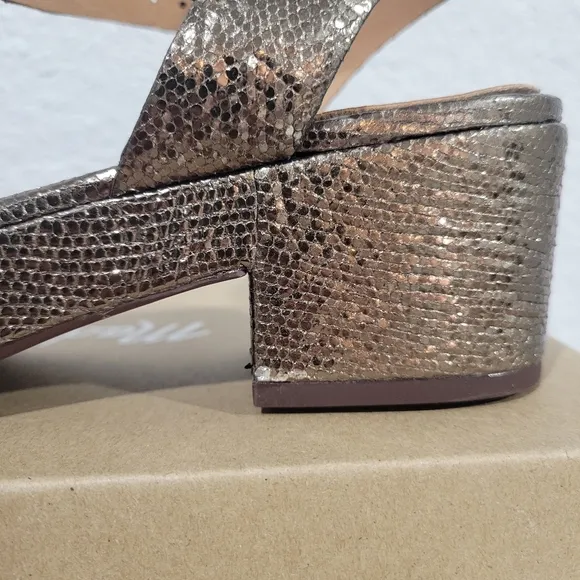 Madewell The Lina Platform Sandal in Crinkled Leather, NIB, Sz 7