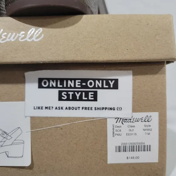 Madewell The Lina Platform Sandal in Crinkled Leather, NIB, Sz 7